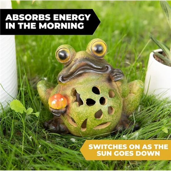 Frog Solar Light for Home and Outdoor Decor, Flickering LED Garden Light - Picture 6 of 6